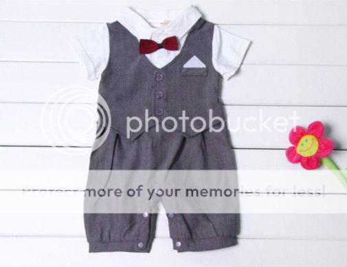 1pc Boy Baby Kid Toddler Infant Bowtie Gentleman Romper Jumpsuit Clothes Outfit